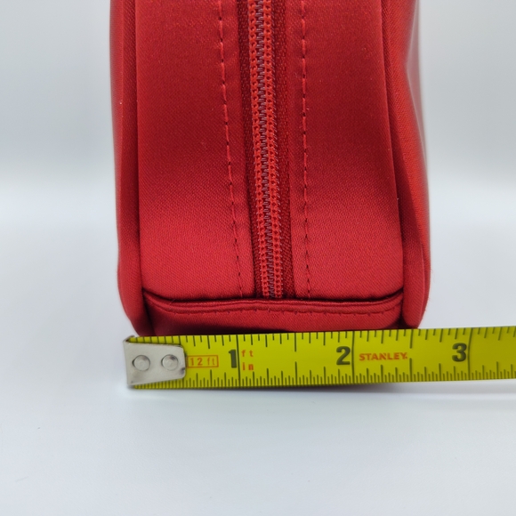 Early 1990s Vintage DIOR Parfum Red Satin Vanity Gold Plaque Vanity Makeup Bag - Picture 10 of 10